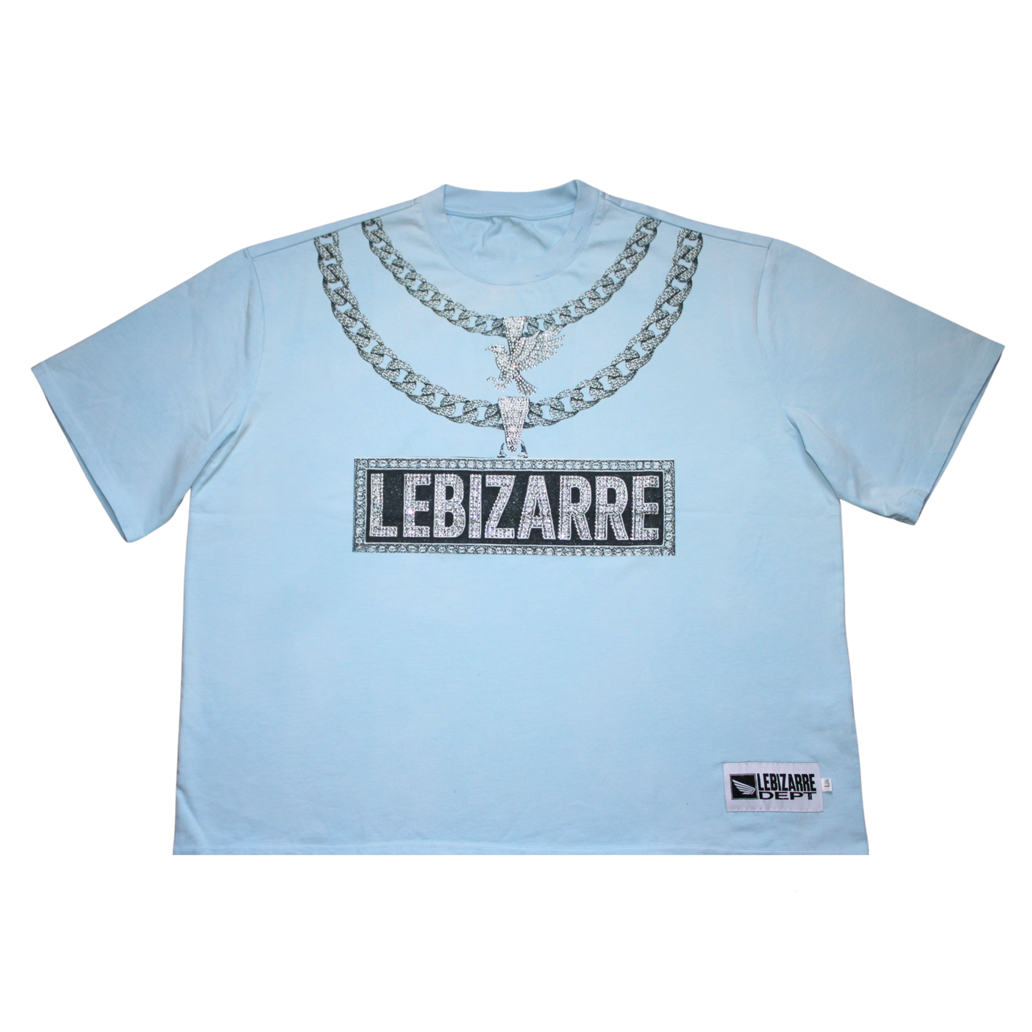 Baby Blue Iced Out Chain Tee