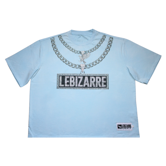 Baby Blue Iced Out Chain Tee