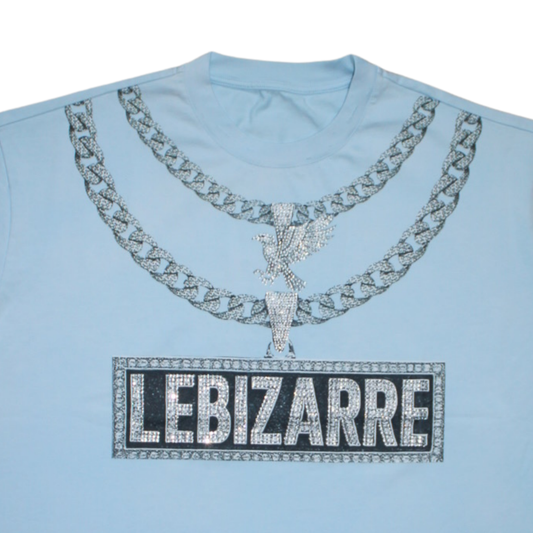 Baby Blue Iced Out Chain Tee